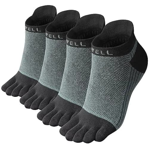 VWELL Cotton Toe Socks Five Finger Socks No Show Crew Athletic Running Socks 4 Pairs,Size 7-11 | Moisture Wicking & Breathable thumbnail 1