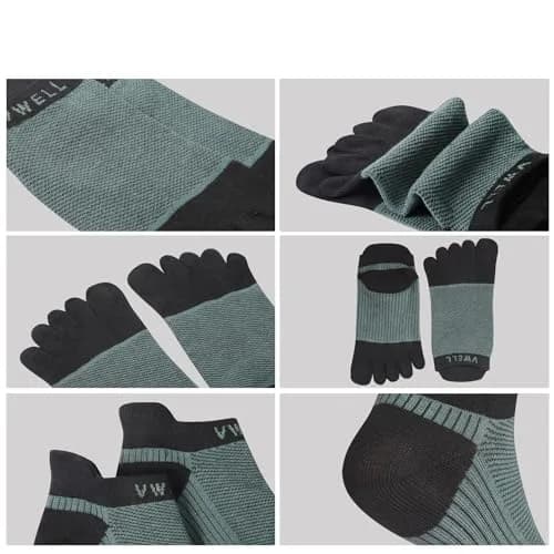 VWELL Cotton Toe Socks Five Finger Socks No Show Crew Athletic Running Socks 4 Pairs,Size 7-11 | Moisture Wicking & Breathable thumbnail 5