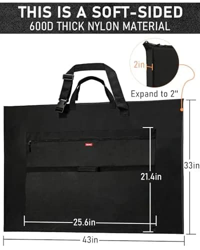 Nicpro Light Weight Art Portfolio Bag, 32x42” Waterproof Art Portfolio Case | Expandable, Tear-proof & Lightweight thumbnail 2