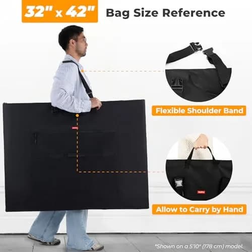 Nicpro Light Weight Art Portfolio Bag, 32x42” Waterproof Art Portfolio Case | Expandable, Tear-proof & Lightweight thumbnail 3