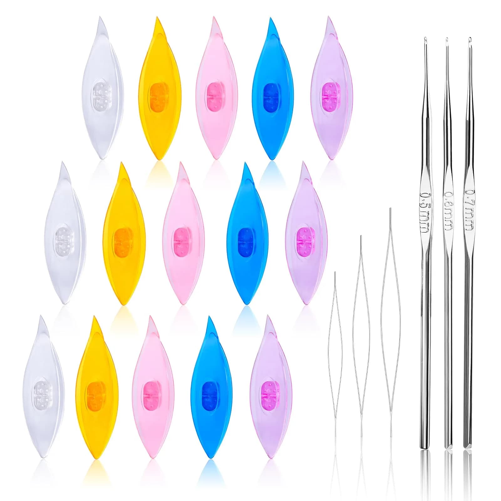 BUTUZE 15 PCS Tatting Shuttle Kit for Beginners | Durable Plastic & Beading Needles (15 pcs, Assorted Colors) - main product image