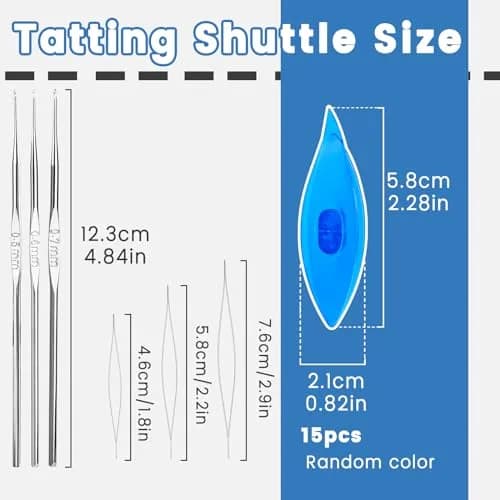 BUTUZE 15 PCS Tatting Shuttle Kit for Beginners | Durable Plastic & Beading Needles (15 pcs, Assorted Colors) thumbnail 2