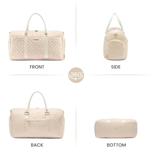 LOVEVOOK Travel Duffle Bag Pink Beige | Carry-On Weekender with Shoe Compartment & Toiletry Bag thumbnail 7