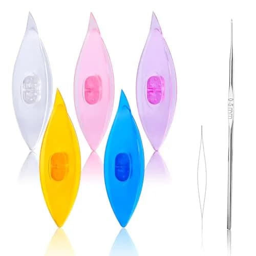 BUTUZE Tatting Shuttle Kit with Beading Needles & Crochet Hooks, 5 PCS Plastic Shuttle 8.1 cm (3.15 in) | DIY Hand Lacemaking Craft Tool thumbnail 1
