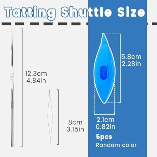 BUTUZE Tatting Shuttle Kit with Beading Needles & Crochet Hooks, 5 PCS Plastic Shuttle 8.1 cm (3.15 in) | DIY Hand Lacemaking Craft Tool thumbnail 2