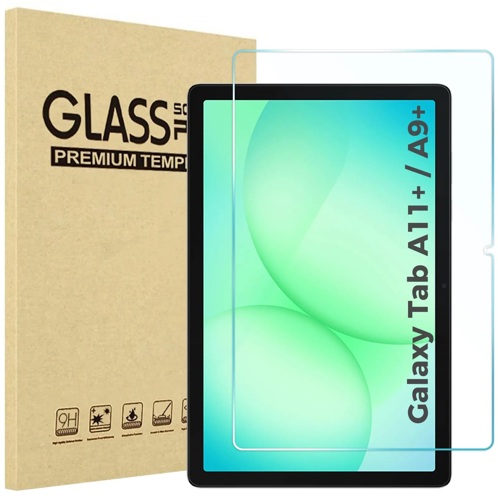 ProCase Tempered Glass Screen Protector for Samsung Galaxy Tab A9+ 11 Inch | 9H Hardness, HD Clear, Bubble-Free Installation — Clear