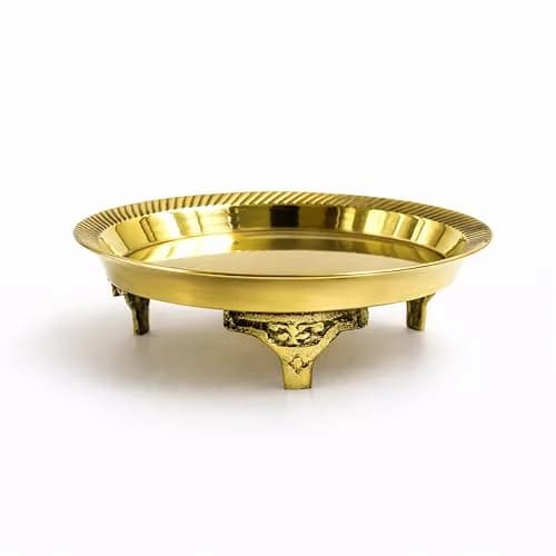 Putrika Traditional Brass Mukali Stool | Handmade Indian Pooja Stand (12.5cm x 3cm) | Heritage Brass Decor thumbnail 3