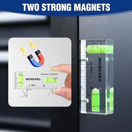 WORKPRO 3 Inch Magnetic Pocket Level with 90°/180° Bubbles | Accurate Level Tool for DIY & Professionals thumbnail 4