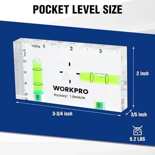 WORKPRO 3-3/4 Inch Mini Magnetic Pocket Level Tool | Compact, Accurate, Magnetic for DIY & Professionals thumbnail 2