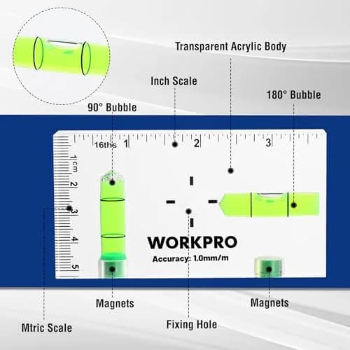 WORKPRO 3-3/4 Inch Mini Magnetic Pocket Level Tool | Compact, Accurate, Magnetic for DIY & Professionals thumbnail 3