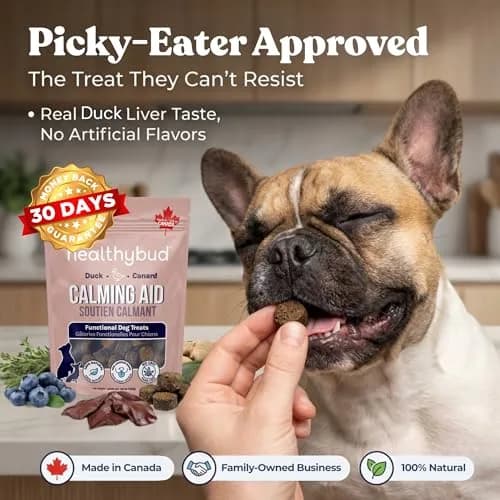 healthybud Calming Aid, Duck Dog Treats & Toppers 4.6oz | Stress & Anxiety Relief for Dogs thumbnail 6