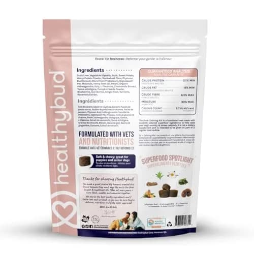 healthybud Calming Aid, Duck Dog Treats & Toppers 4.6oz | Stress & Anxiety Relief for Dogs thumbnail 2