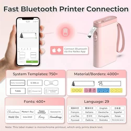 Nelko P21 Bluetooth Label Maker Machine with Tape | Portable Wireless Mini Label Printer thumbnail 2