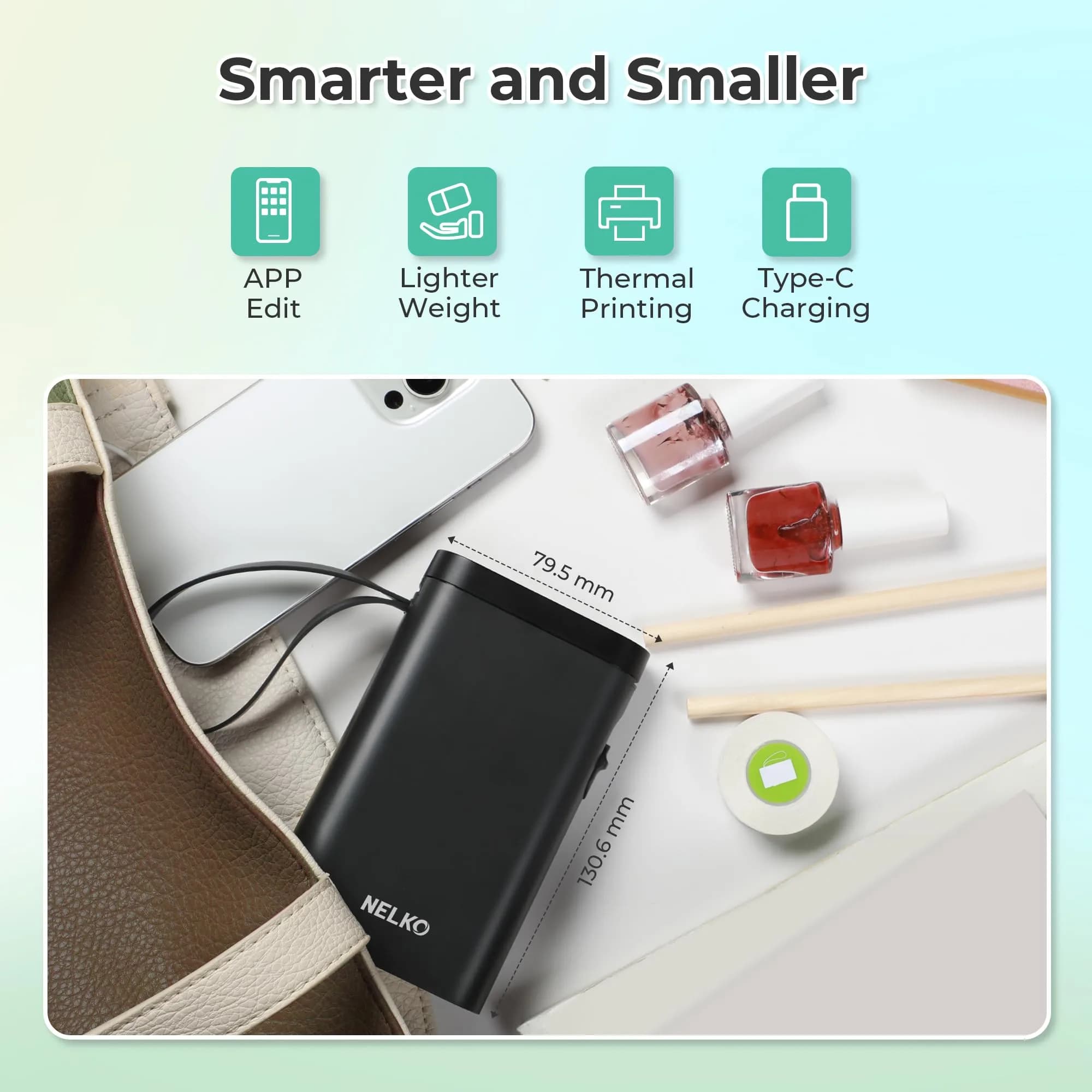 Nelko P21 Bluetooth Label Maker - Black | Mini Wireless Pocket-Sized Printer for Home & Office Organization - view 4