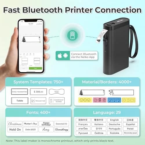 Nelko P21 Bluetooth Label Maker | 203 DPI High-Resolution Portable Printer thumbnail 2
