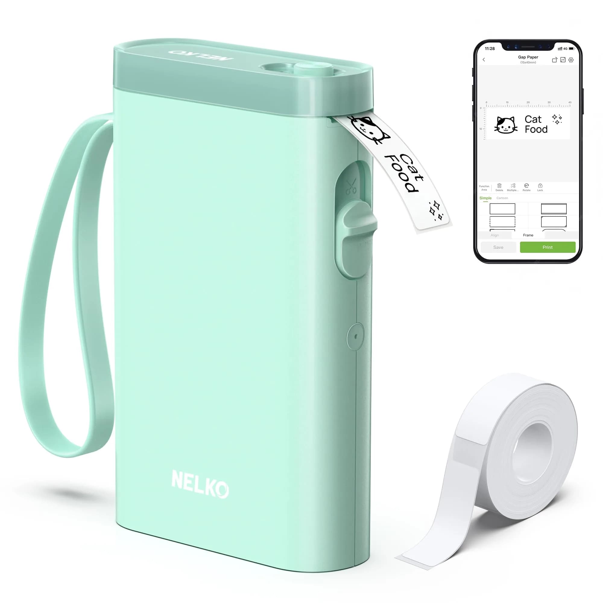Nelko P21 Bluetooth Label Maker with Tape, Mini Wireless Label Printer, Green | Pocket-Sized Organizer for Home & Office - main product image