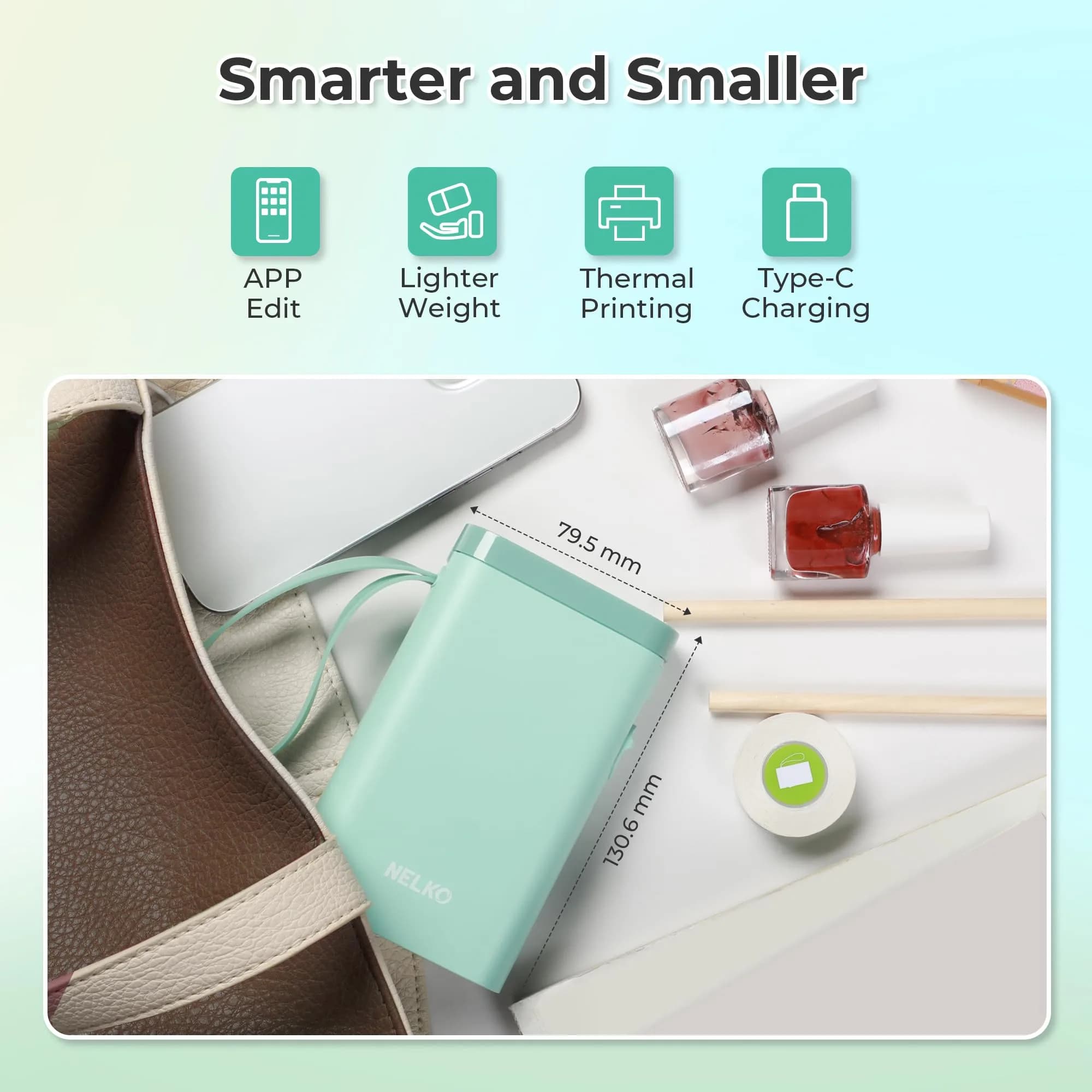 Nelko P21 Bluetooth Label Maker - Vibrant Green | Pocket-Sized Wireless Mini Label Printer for Home and Office Organization - view 3