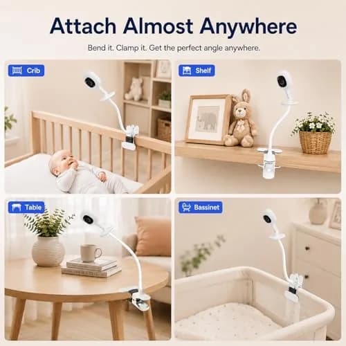 AISVAN 15.7" Baby Monitor Mount for Nanit Pro & Flex Stand, Flexible Gooseneck Clamp | Tool-Free Crib & Furniture Mount thumbnail 4