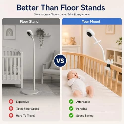 AISVAN 15.7" Baby Monitor Mount for Nanit Pro & Flex Stand, Flexible Gooseneck Clamp | Tool-Free Crib & Furniture Mount thumbnail 5