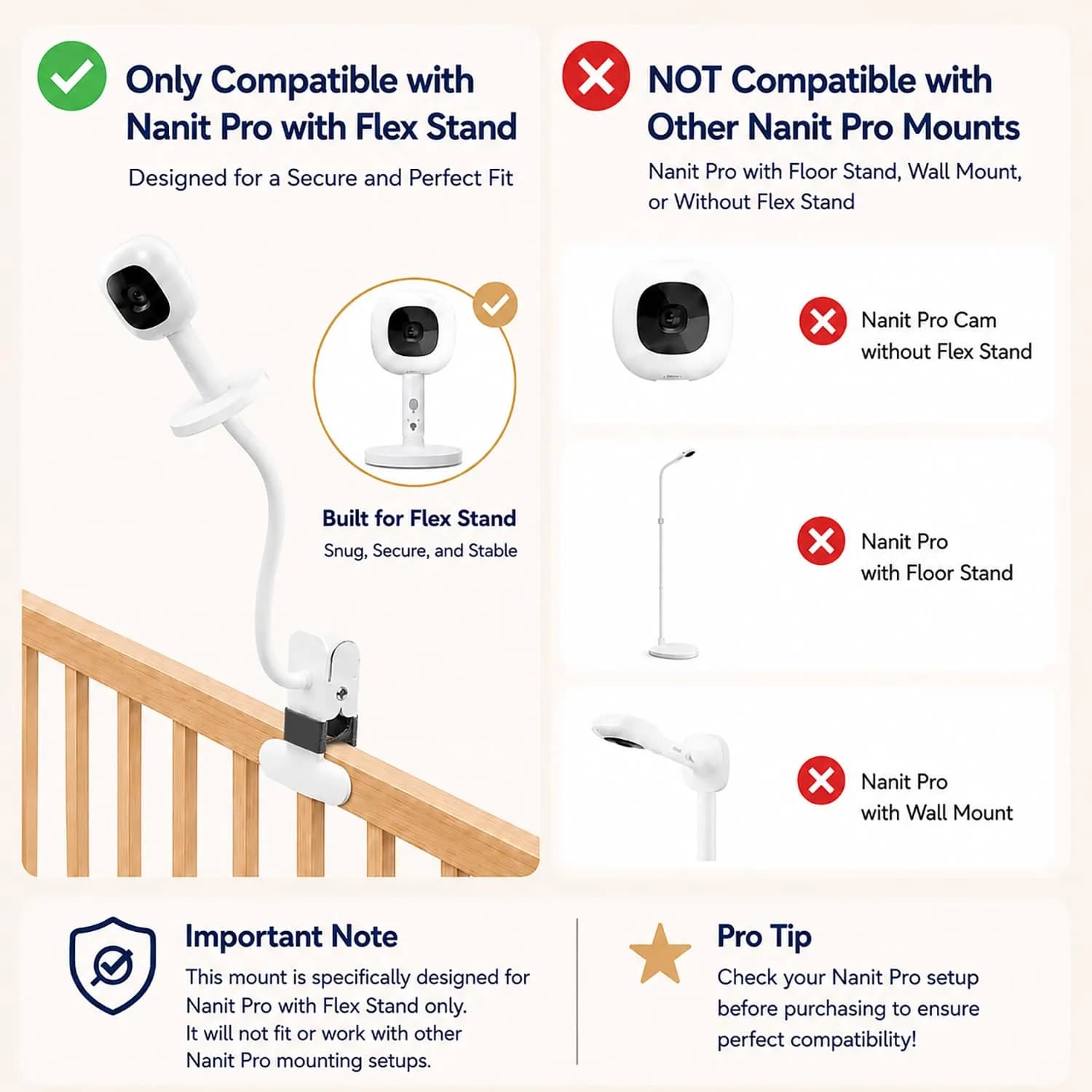 AISVAN 15.7" Baby Monitor Mount for Nanit Pro & Flex Stand, Flexible Gooseneck Clamp | Tool-Free Crib & Furniture Mount - view 2