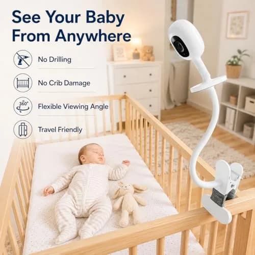 AISVAN 15.7" Baby Monitor Mount for Nanit Pro & Flex Stand, Flexible Gooseneck Clamp | Tool-Free Crib & Furniture Mount thumbnail 3