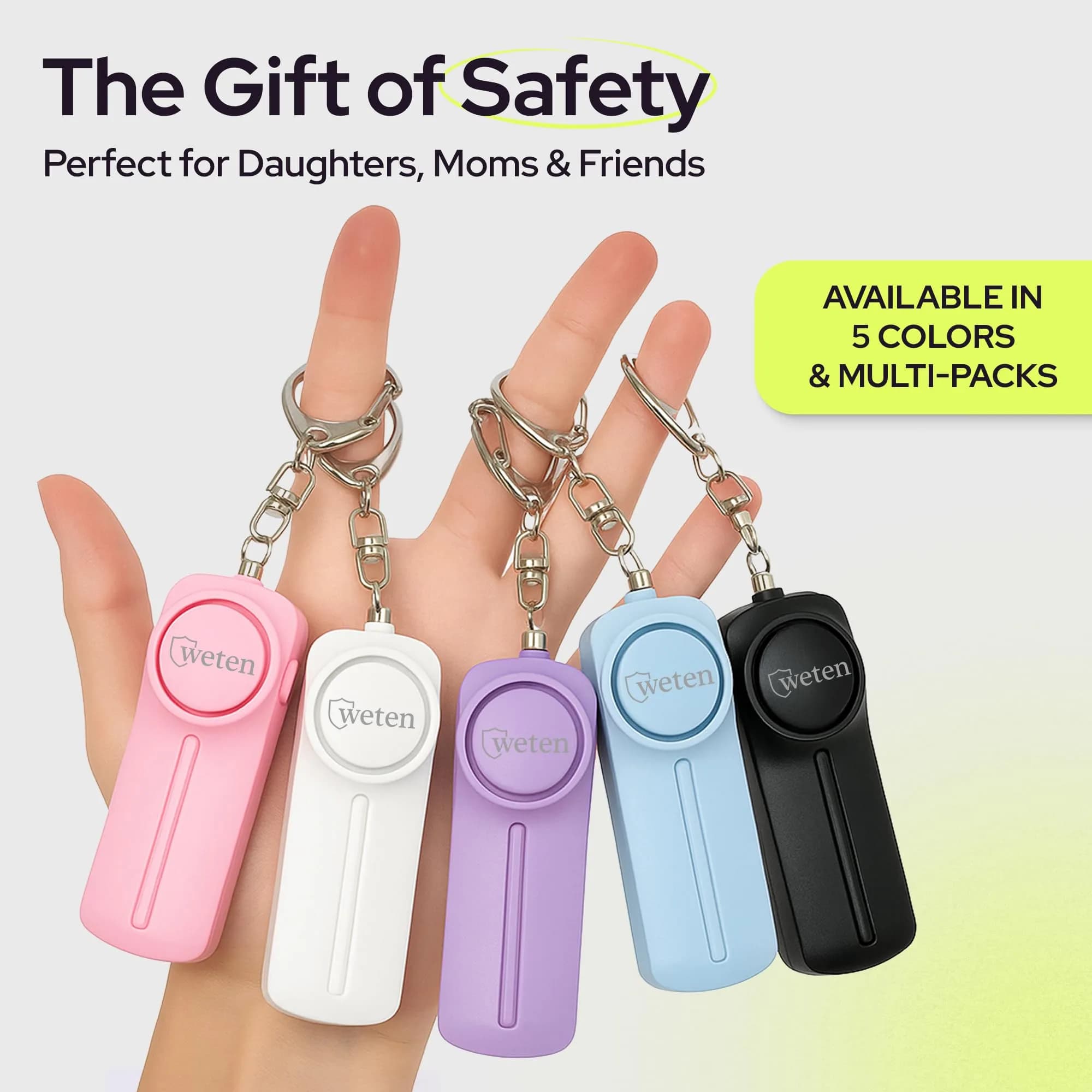 WETEN Personal Safety Alarm Keychain 130dB 3-Pack | 2.27 kg (5 lb) Total Weight - view 7