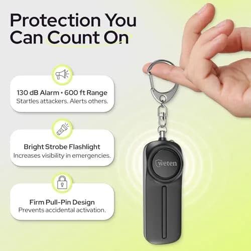 WETEN Personal Safety Alarm Keychain 130dB 3-Pack | 2.27 kg (5 lb) Total Weight thumbnail 2