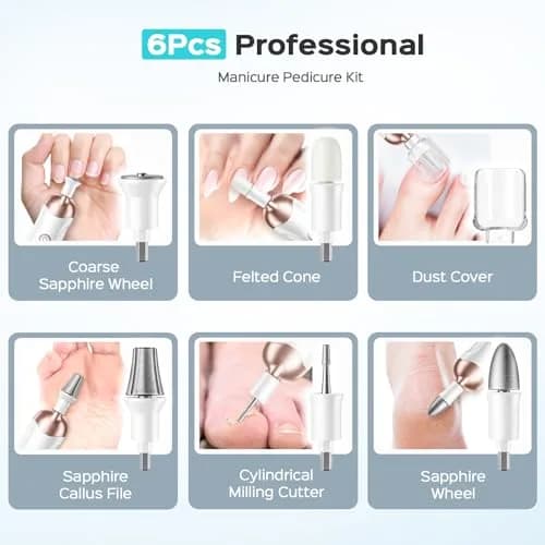 COSLUS C43 Professional Manicure Pedicure Kit with Upgrade Standard Grinder | 5 Speeds, 5000 RPM, Cordless thumbnail 6