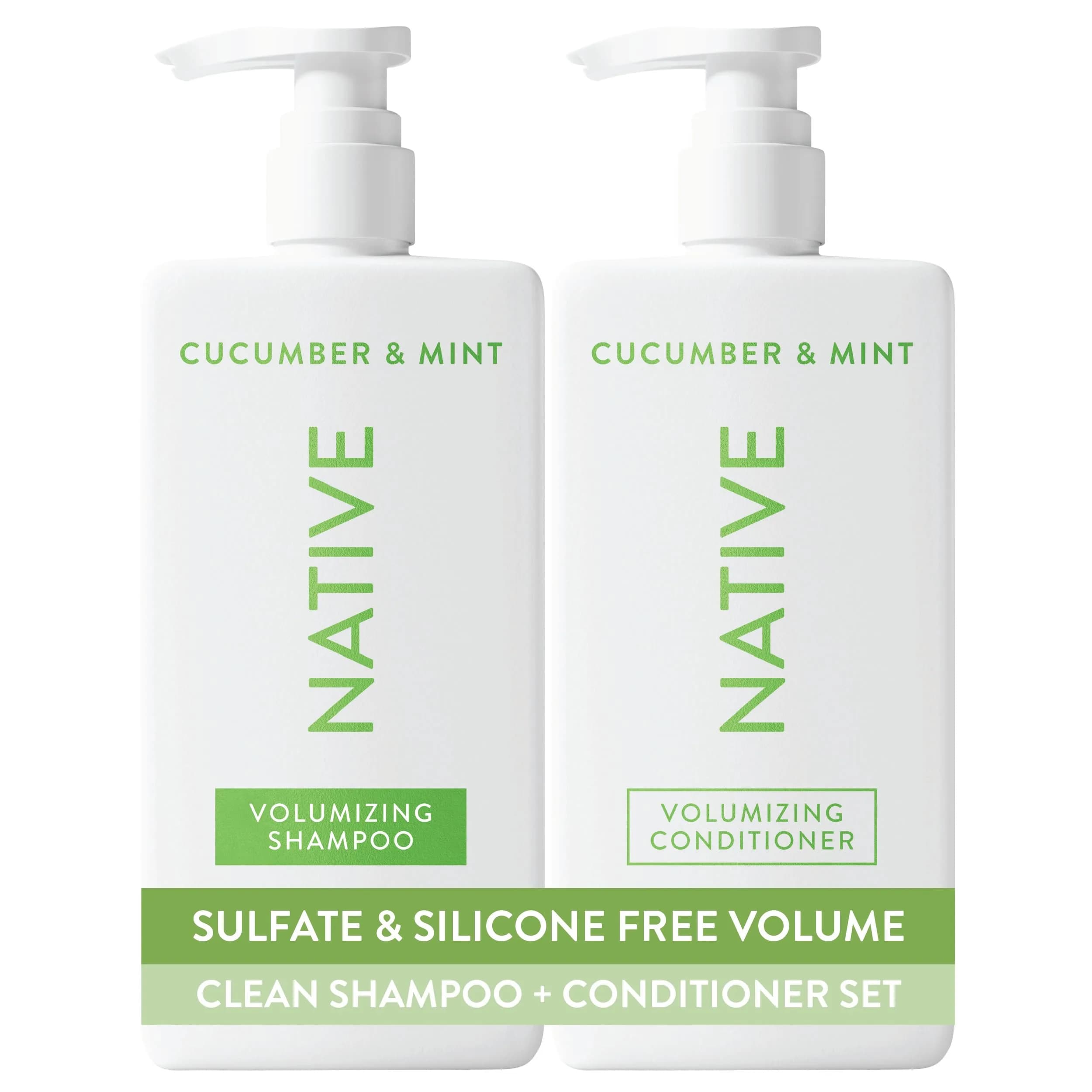 Native Almond & Shea Butter Shampoo and Conditioner Set, 490ml (16.5 fl oz) each | Strengthens Hair Against Damage — Cucumber & Mint