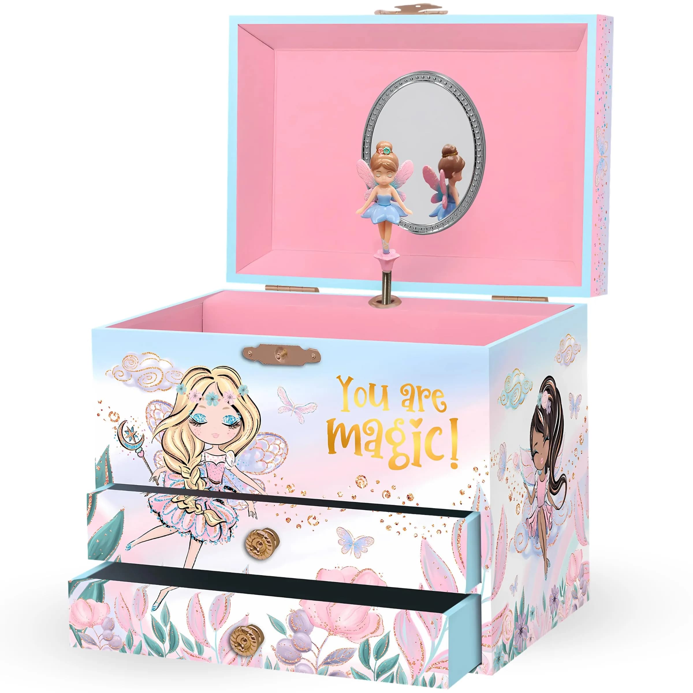 Giggle & Honey Musical Fairy Jewelry Box for Girls 17cm (6.75 in) | Plays 'Dance of the Sugar Plum Fairy' - main product image