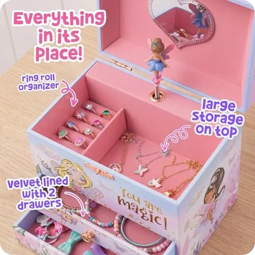 Giggle & Honey Musical Fairy Jewelry Box for Girls 17cm (6.75 in) | Plays 'Dance of the Sugar Plum Fairy' thumbnail 7