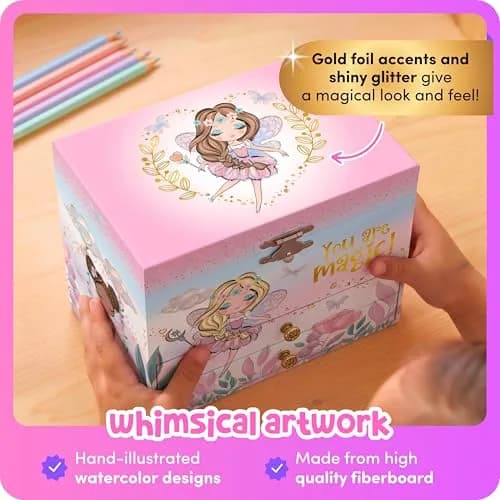 Giggle & Honey Musical Fairy Jewelry Box for Girls 17cm (6.75 in) | Plays 'Dance of the Sugar Plum Fairy' thumbnail 8
