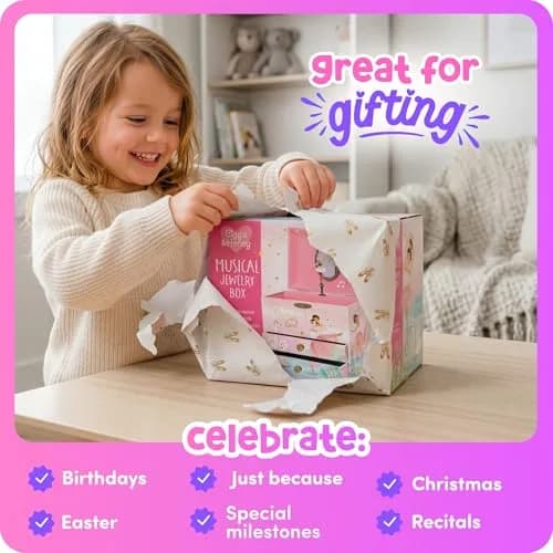 Giggle & Honey Musical Fairy Jewelry Box for Girls 17cm (6.75 in) | Plays 'Dance of the Sugar Plum Fairy' thumbnail 9