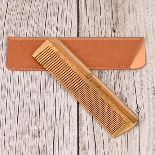 Onedor Wooden Comb Personalized Sandalwood Comb for Men | Anti-Static, Handcrafted, Compact with Leather Case thumbnail 1