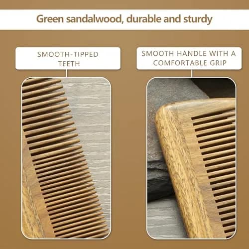 Onedor Wooden Comb Personalized Sandalwood Comb for Men | Anti-Static, Handcrafted, Compact with Leather Case thumbnail 4