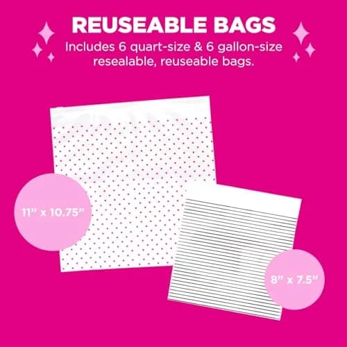 MIAMICA Dots & Stripes Cosmetic Case 12 Pack | Stylish Travel Organizer with Zipper Closure thumbnail 2