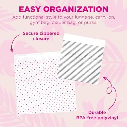 MIAMICA Dots & Stripes Cosmetic Case 12 Pack | Stylish Travel Organizer with Zipper Closure thumbnail 3