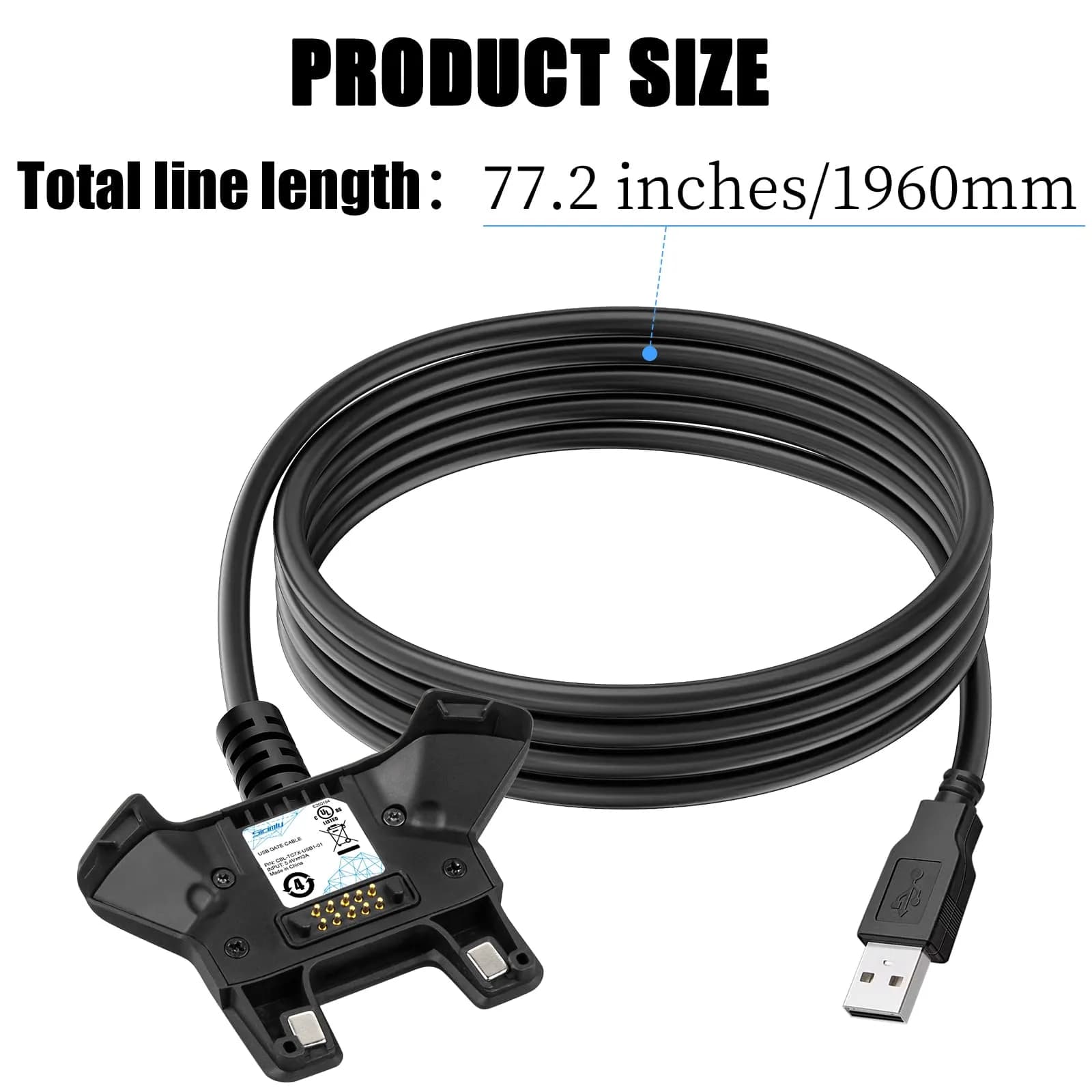 Sicimly USB Charging Cable for Zebra TC77 TC70 Scanner | 1.96m (77.2 inches) Data Transfer - view 6