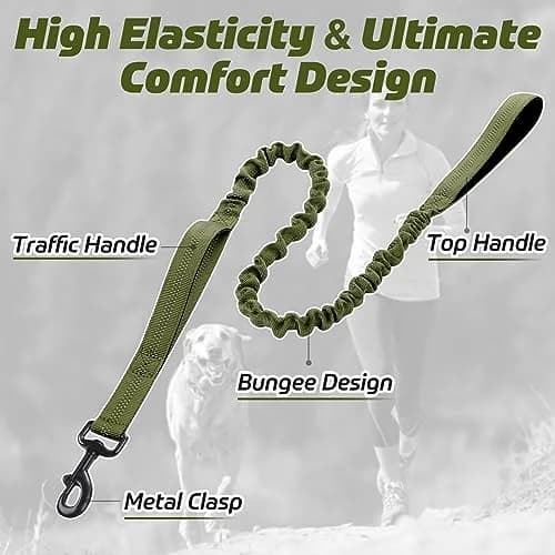 rabbitgoo Tactical Dog Leash, Heavy Duty Training Bungee Lead | 5.2ft, Reflective, Shock-Absorbing thumbnail 4