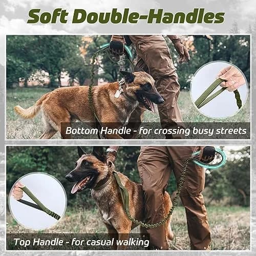 rabbitgoo Tactical Dog Leash, Heavy Duty Training Bungee Lead | 5.2ft, Reflective, Shock-Absorbing thumbnail 2