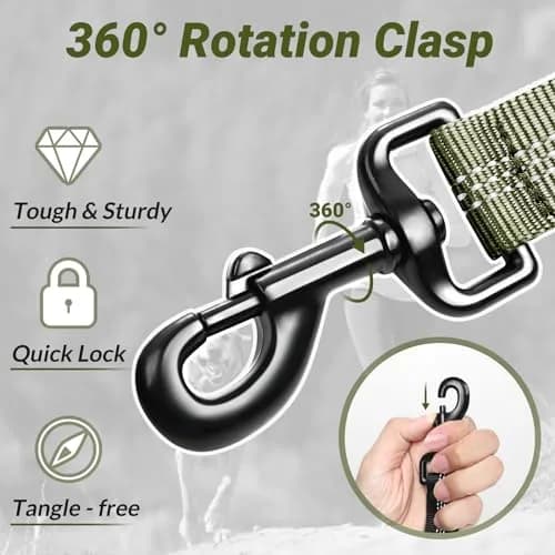 rabbitgoo Tactical Dog Leash, Heavy Duty Training Bungee Lead | 5.2ft, Reflective, Shock-Absorbing thumbnail 3