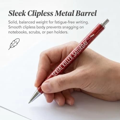 Jxueych Halloween Weekday Glitter Metal Pens 7 Pack | Gothic & True Crime Themed Writing Instruments thumbnail 4