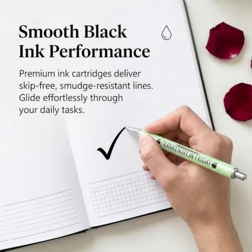 Jxueych Halloween Weekday Glitter Metal Pens 7 Pack | Gothic & True Crime Themed Writing Instruments thumbnail 6
