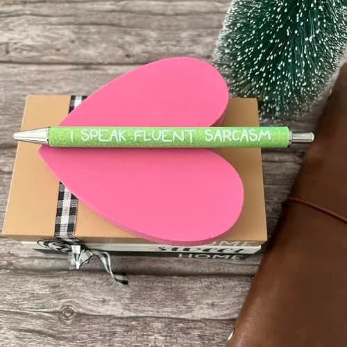 Jxueych 4Pcs Glitter Ballpoint Pens with Funny Sayings | Vibrant Office Supplies for Colleagues (14 CM/5.5 inches) thumbnail 4