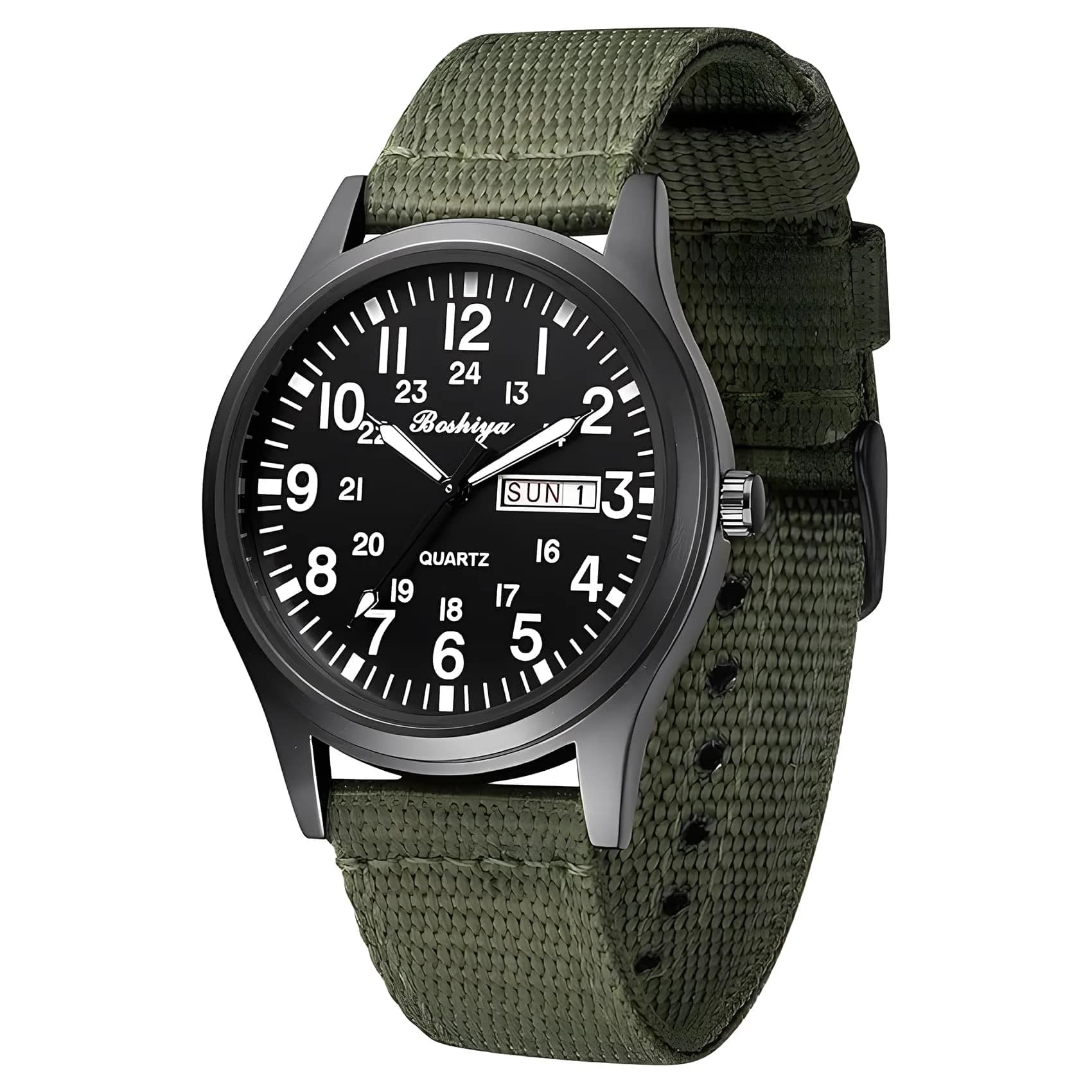 BOSHIYA Men's Military Tactical Field Watch 40mm (1.57 Inch) | Japanese Quartz Movement, Water Resistant 30M, Date Display - main product image