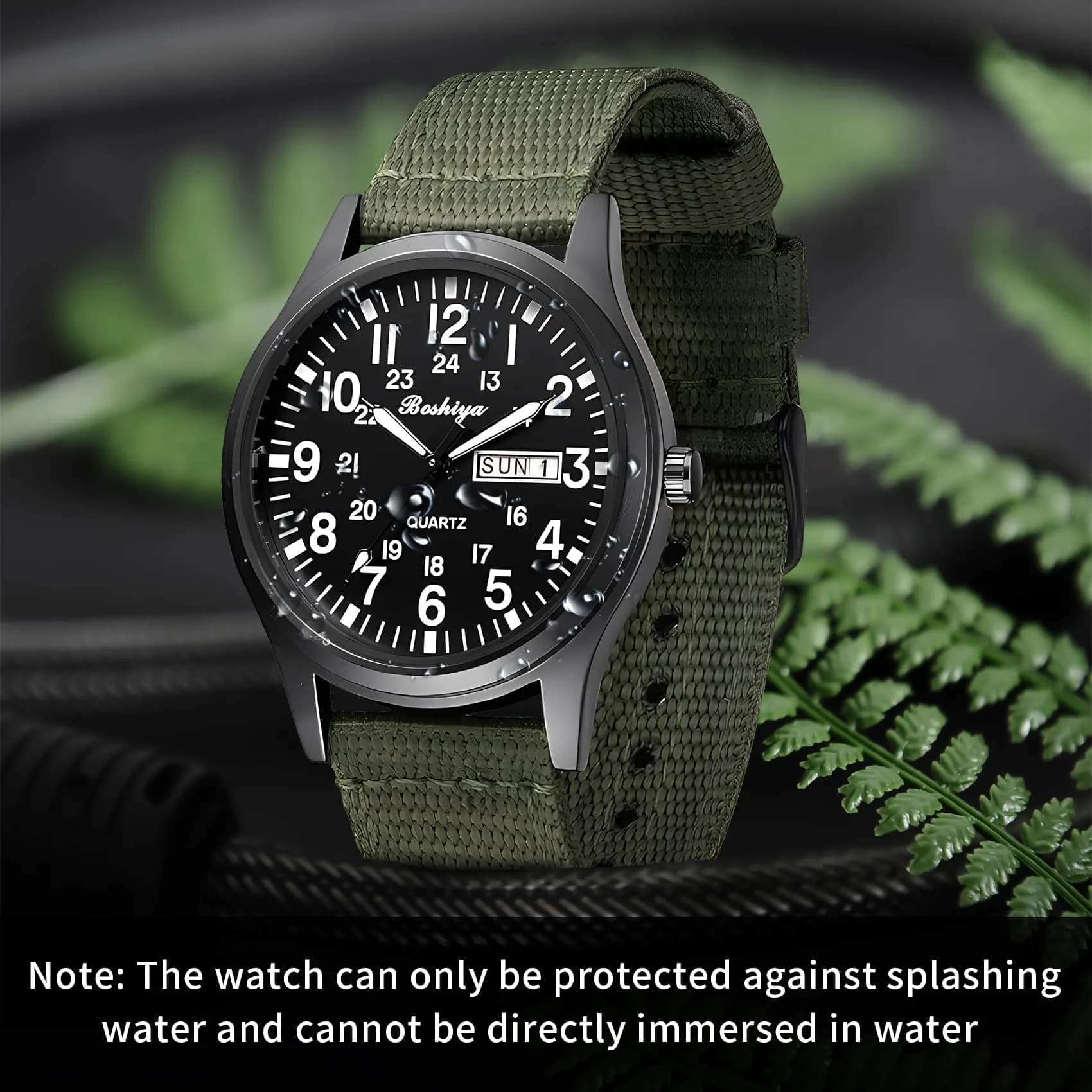 BOSHIYA Men's Military Tactical Field Watch 40mm (1.57 Inch) | Japanese Quartz Movement, Water Resistant 30M, Date Display - view 2