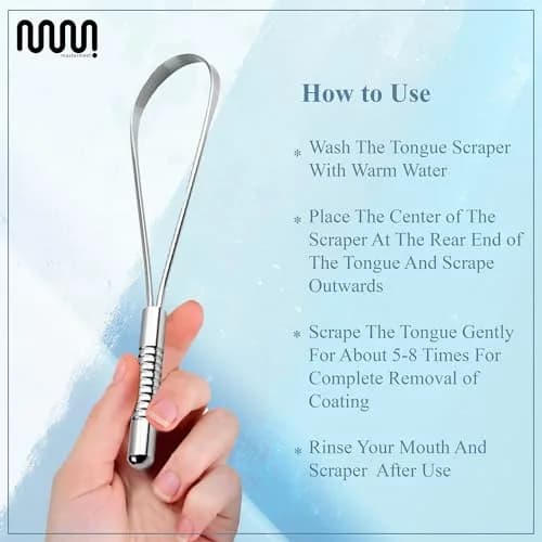 MasterMedi Stainless Steel Tongue Scraper Pack of 2 | Removes Bad Breath & Coating thumbnail 5