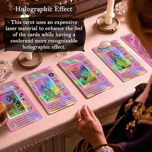 Smoostart Holographic Pink Tarot Cards for Beginners with Meanings on Them | Detailed Guide & Elegant Design thumbnail 4