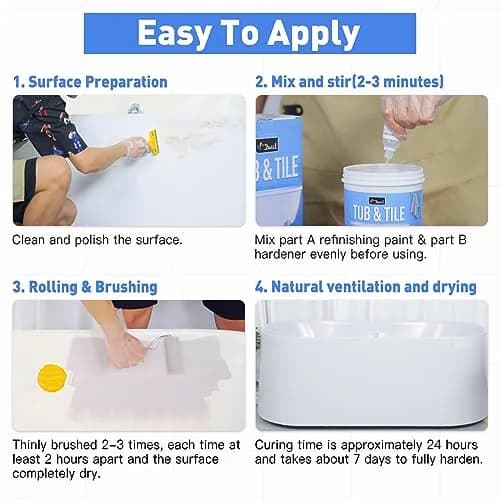 DWIL Tub and Tile Paint 16.5 oz (490 ml) Semi-Gloss White | Refinish Bathtubs, Sinks, Countertops & Tiles thumbnail 4