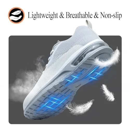 LANSNBO Steel Toe Shoes for Women Comfortable Work Sneakers Grey 10.5 | Impact & Puncture Safety thumbnail 5
